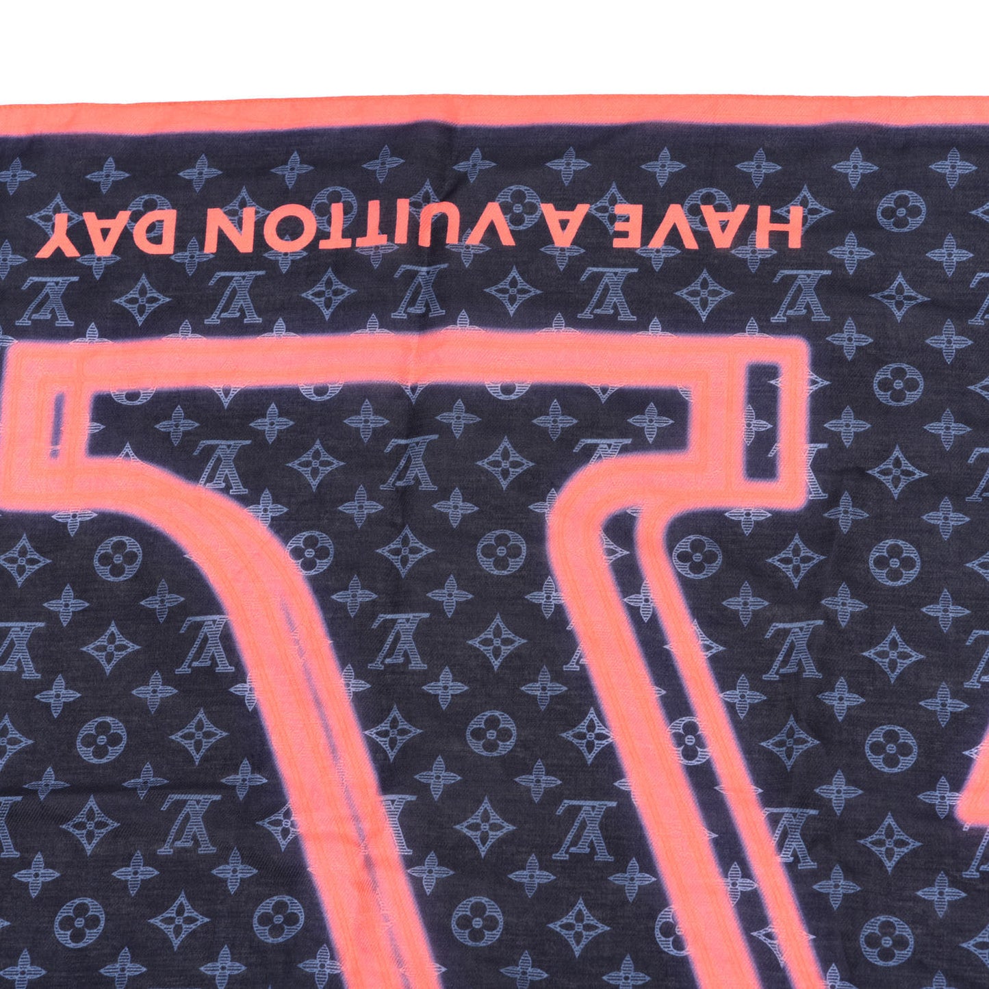 Silk Monogram Upside Down Scarf Marine