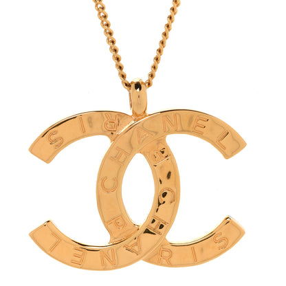 Chanel Metal CC Paris Button Necklace Gold 4 of 6