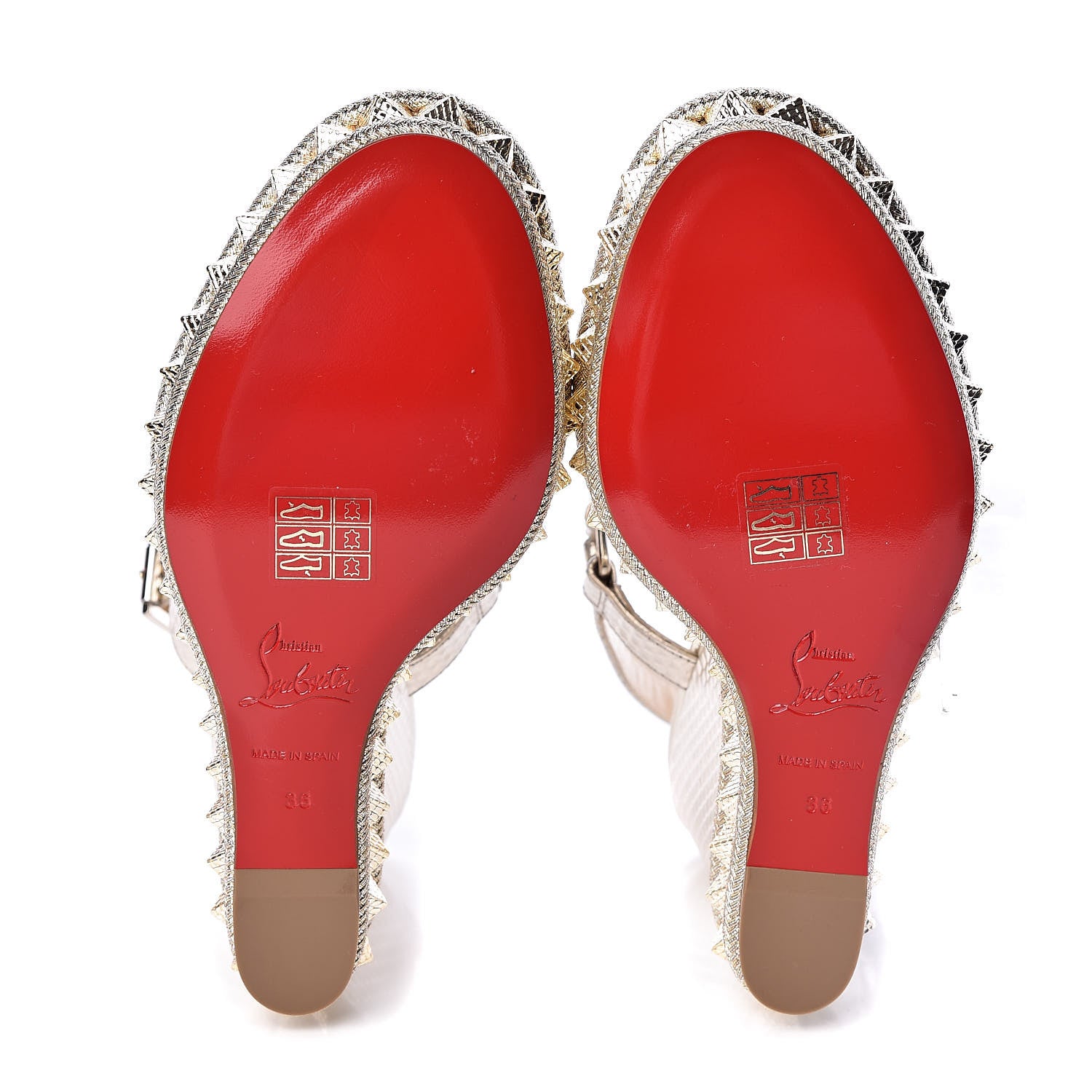 Christian Louboutin Calfskin Cubiste Pyraclou 110 Wedge Sandals 36 Platine 7 of 9