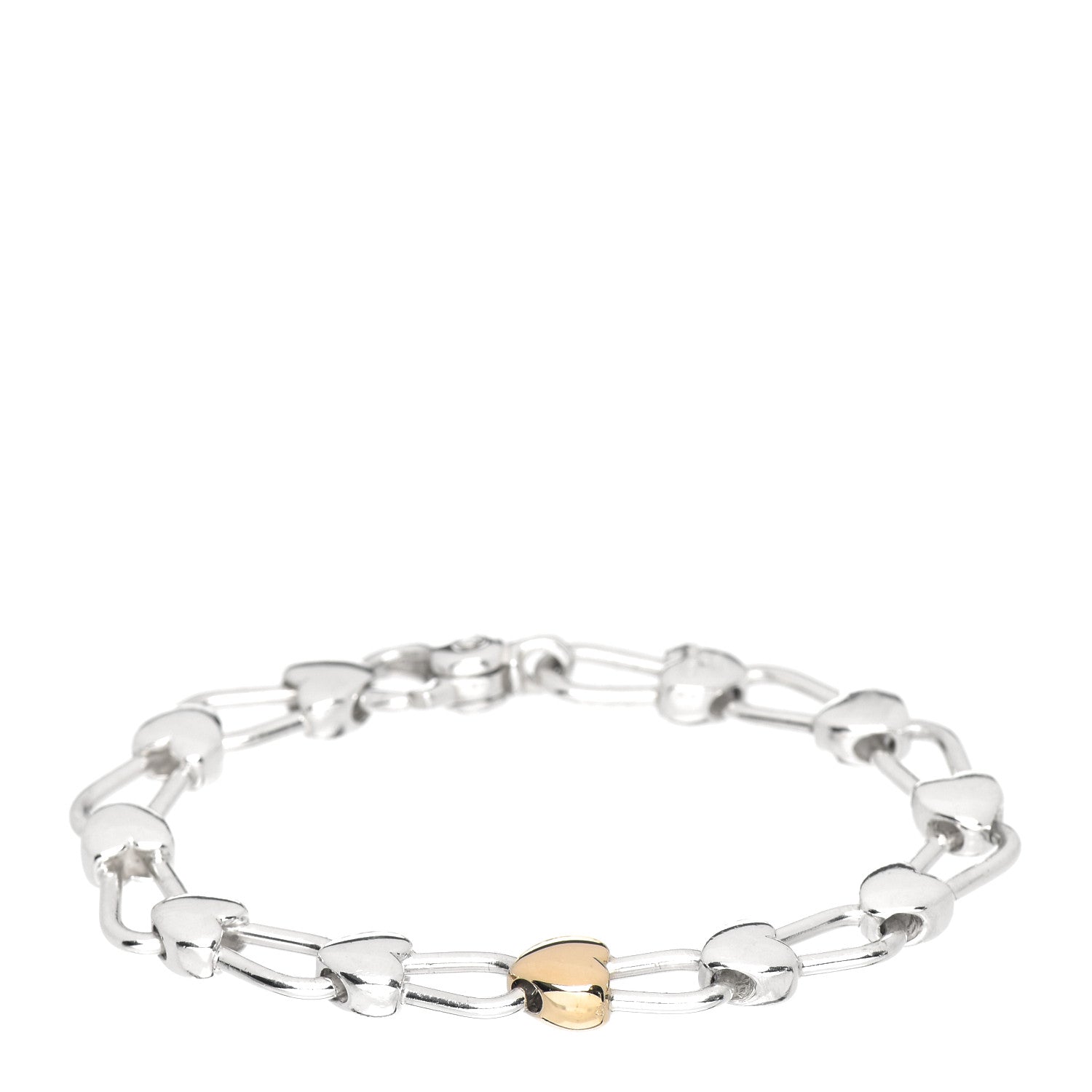 Tiffany Sterling Silver 18K Yellow Gold Heart Padlock Links Bracelet 1 of 4