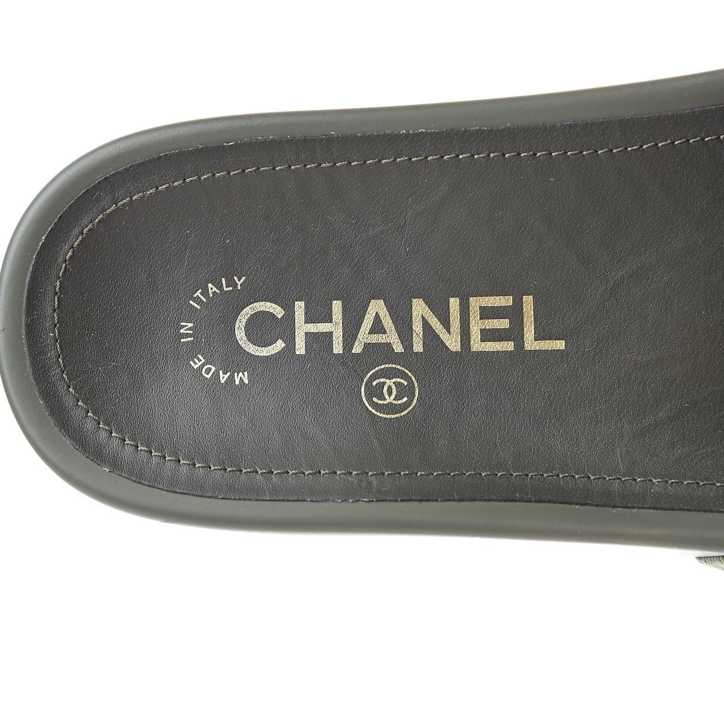 Canvas Chain Flat Sandals 37 Khaki