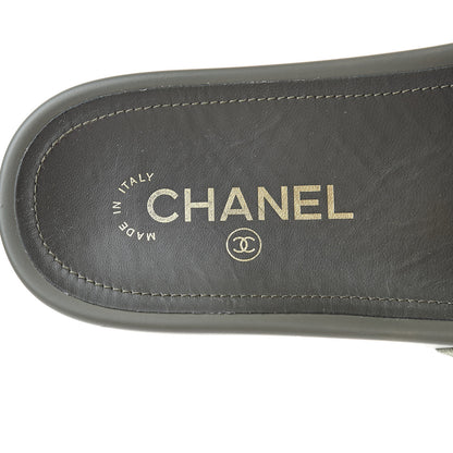 Chanel Canvas Chain Flat Sandals 37 Khaki 8 of 8