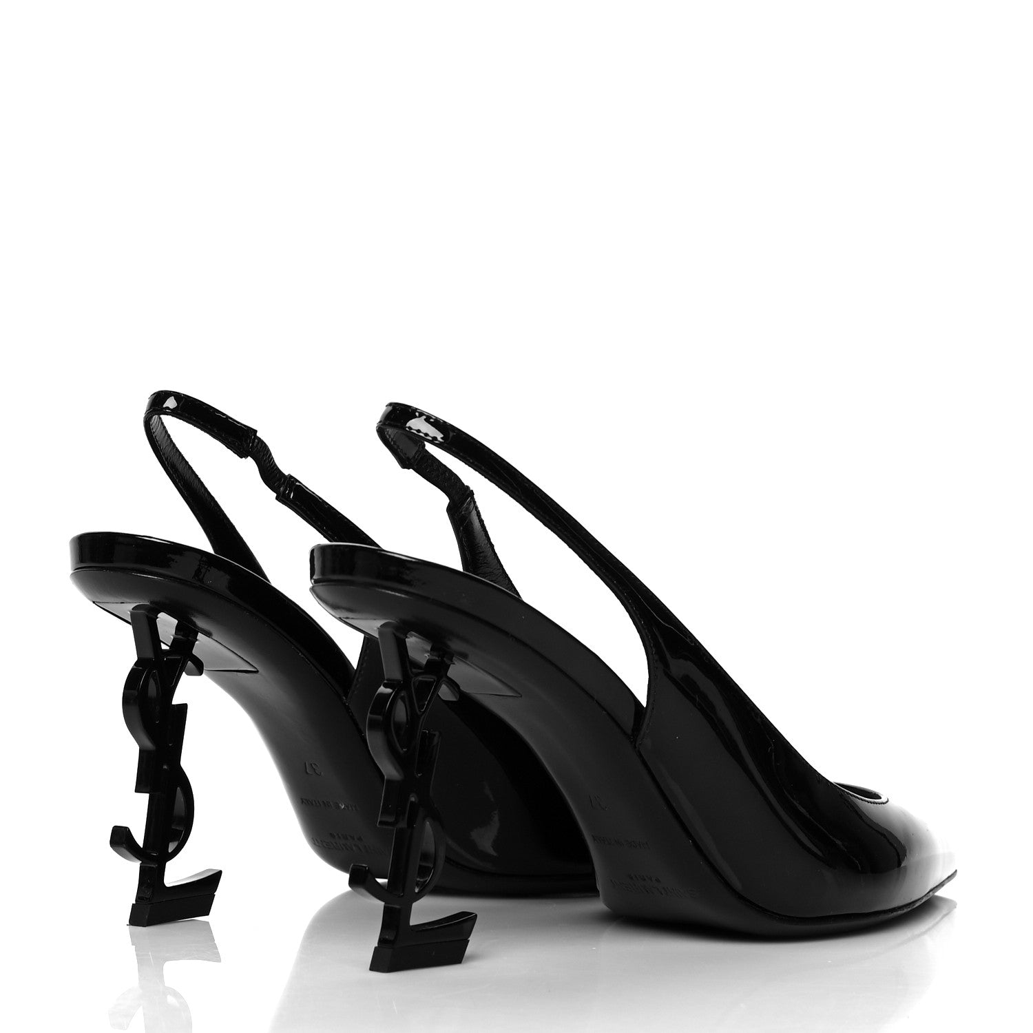 Saint Laurent Patent Opyum Slingback 3.3 Pumps 37 Black 4 of 9