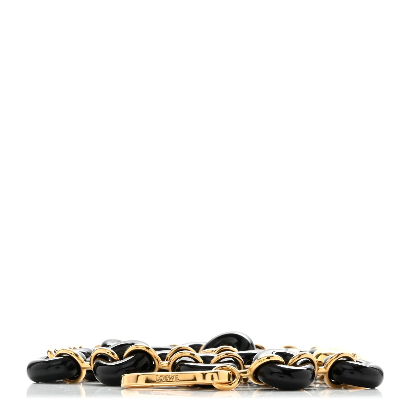 Brass Acetate Pebble Donut Chain Shoulder Strap Black Gold