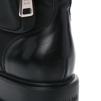 Prada Spazzolato Rois Nylon Metal Triangle Logo Monolith Pouch Pocket 55mm Boots 37 Black 15 of 16