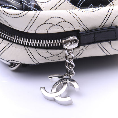 Chanel Coated Canvas Calfskin Camellia Printed Camera Case Black Beige 12 of 13