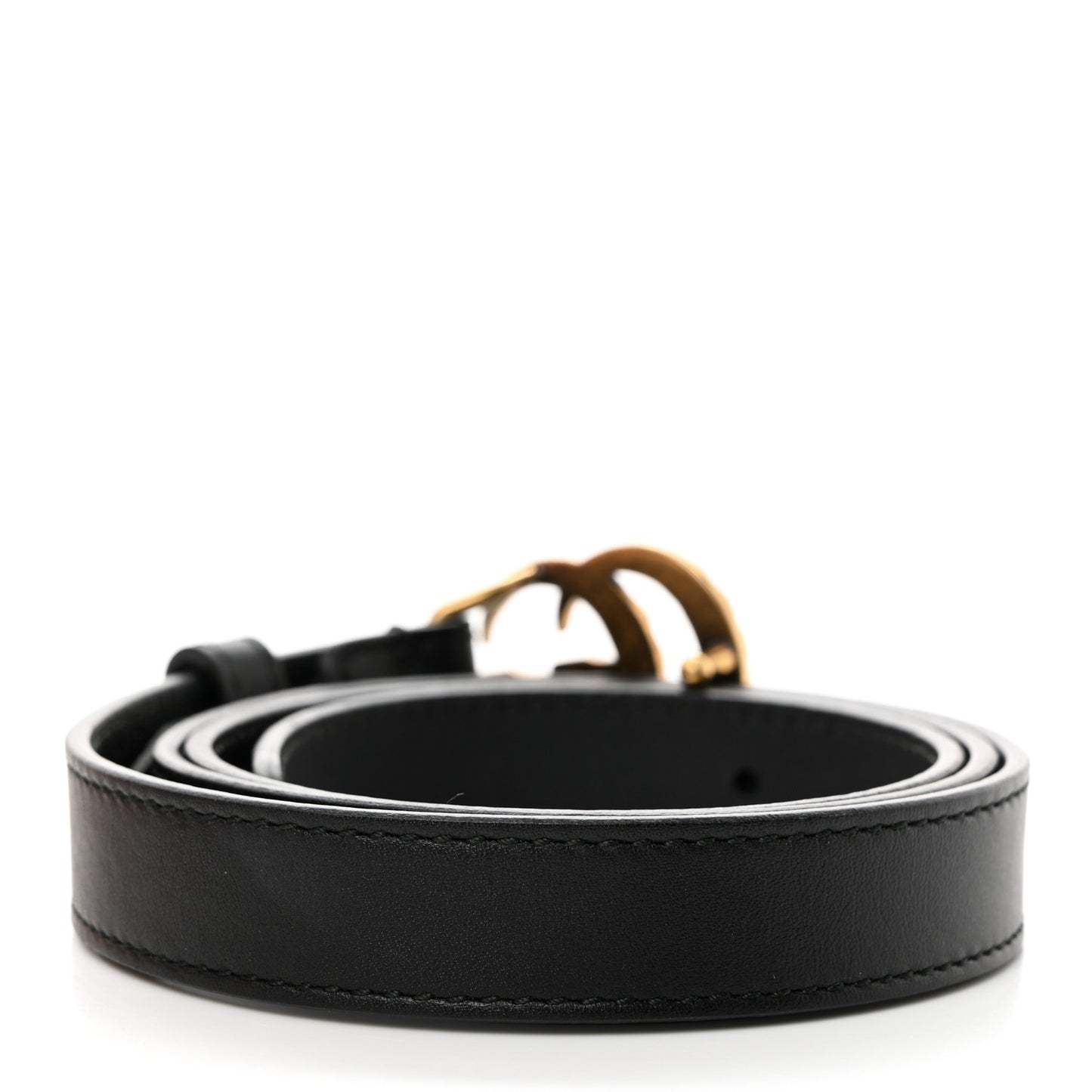 Calfskin Pearl Double G 20mm Belt 80 32 Black Cream