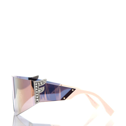 Fendi Mirrored Crystal Embellished FFreedom Shield Sunglasses FF 0382/S Pink 3 of 7