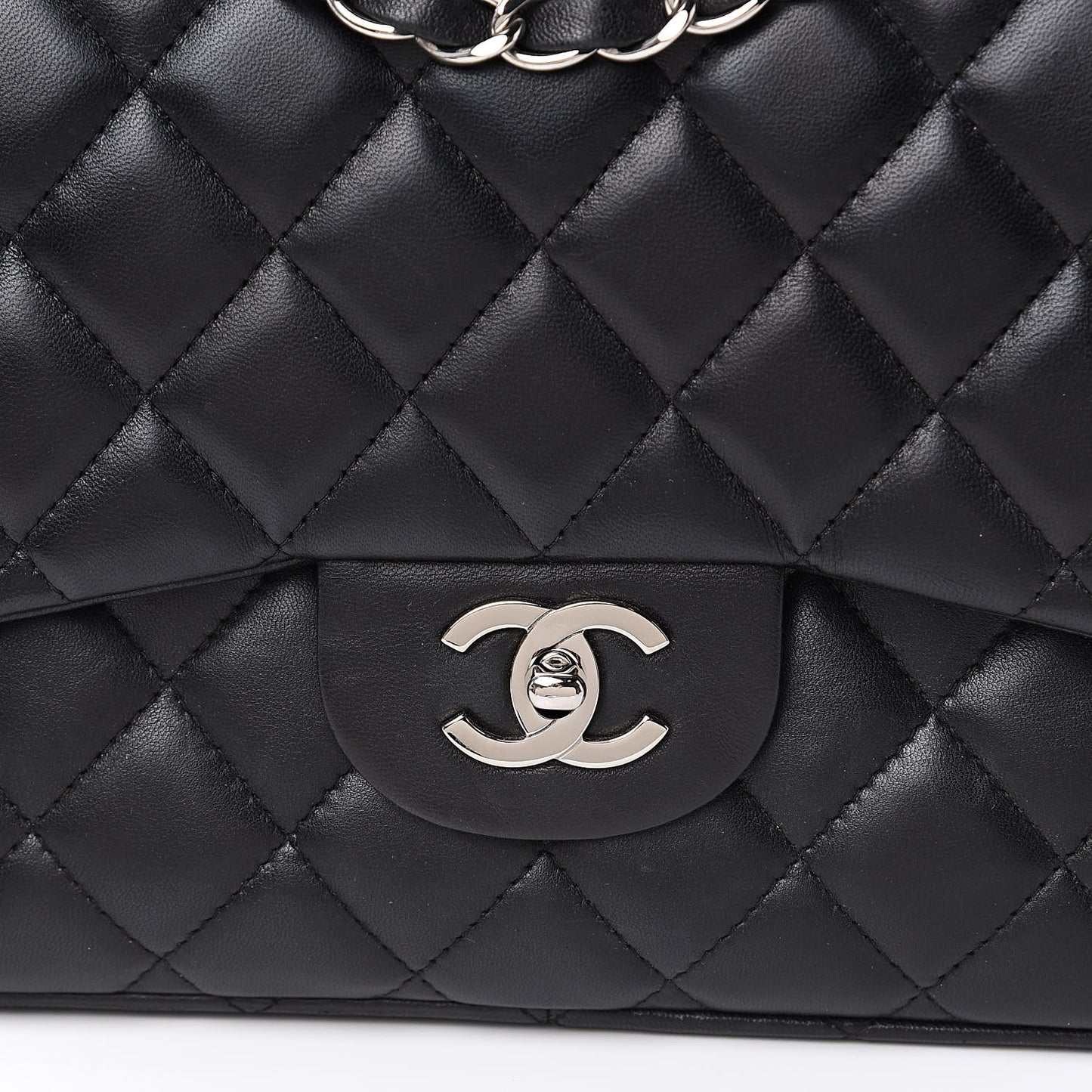 Lambskin Quilted Jumbo Single Flap Black