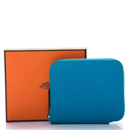Hermes Epsom Silk'In Compact Wallet Bleu Zanzibar 8 of 8