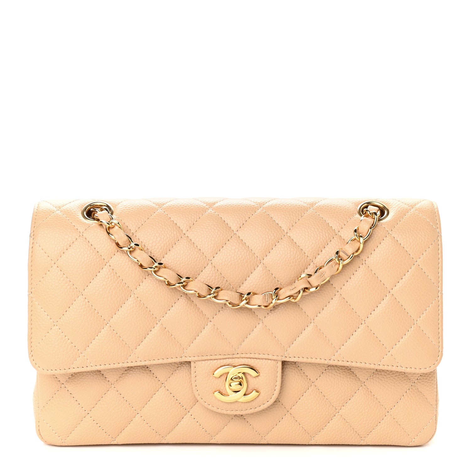 Chanel Caviar Quilted Medium Double Flap Light Beige 1 of 9