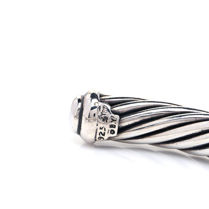 David Yurman Sterling Silver 18K White Gold Diamond Pave 7mm X Cable Bracelet 5 of 5