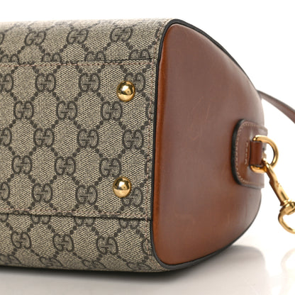 Gucci GG Supreme Monogram Cuoio Toscano Small Boston Beige Ebony Cuir 9 of 12