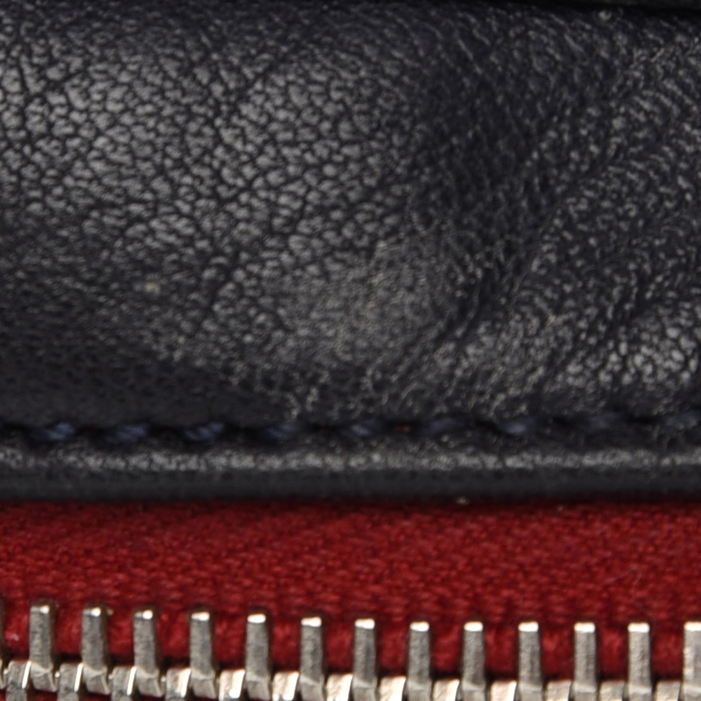 Perforated Lambskin Baseball Spirit Ligne Bag Navy