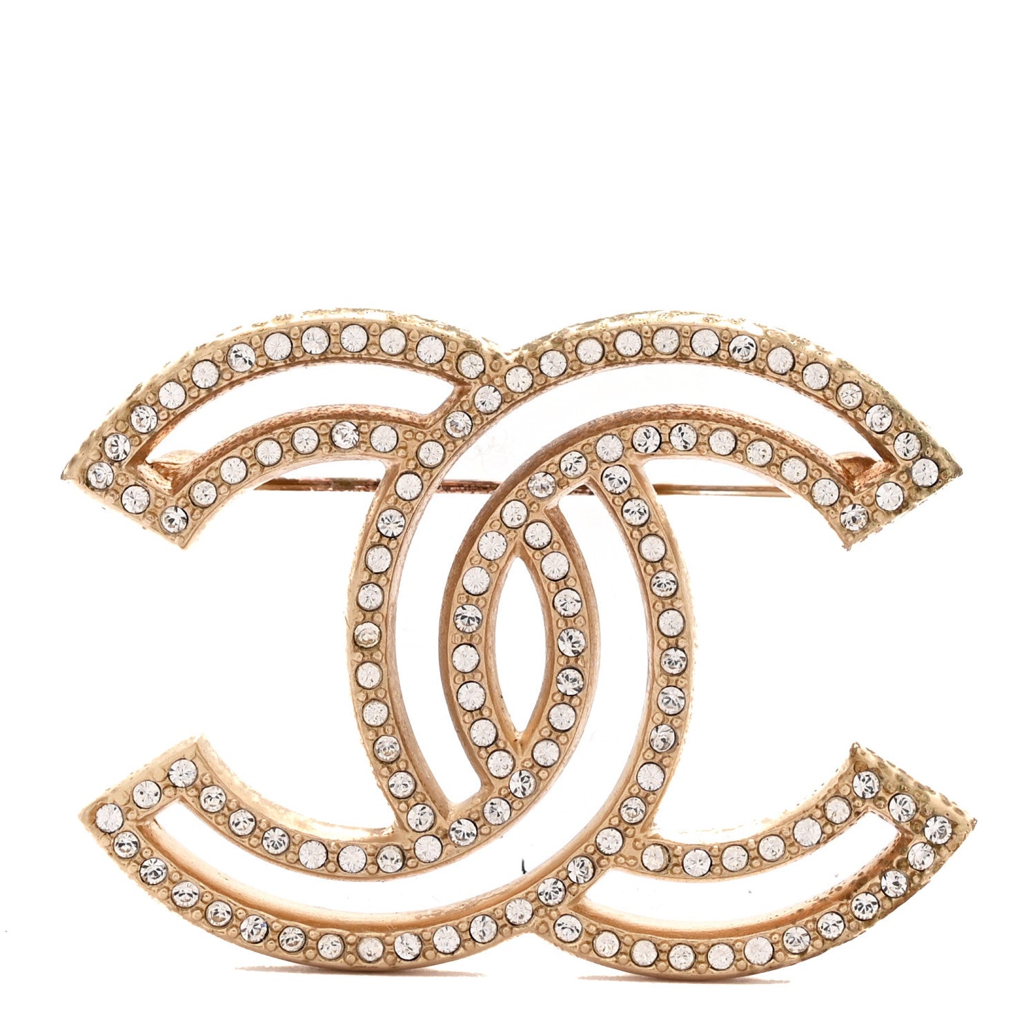 Chanel Crystal CC Brooch Gold 1 of 4