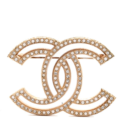 Chanel Crystal CC Brooch Gold 1 of 4