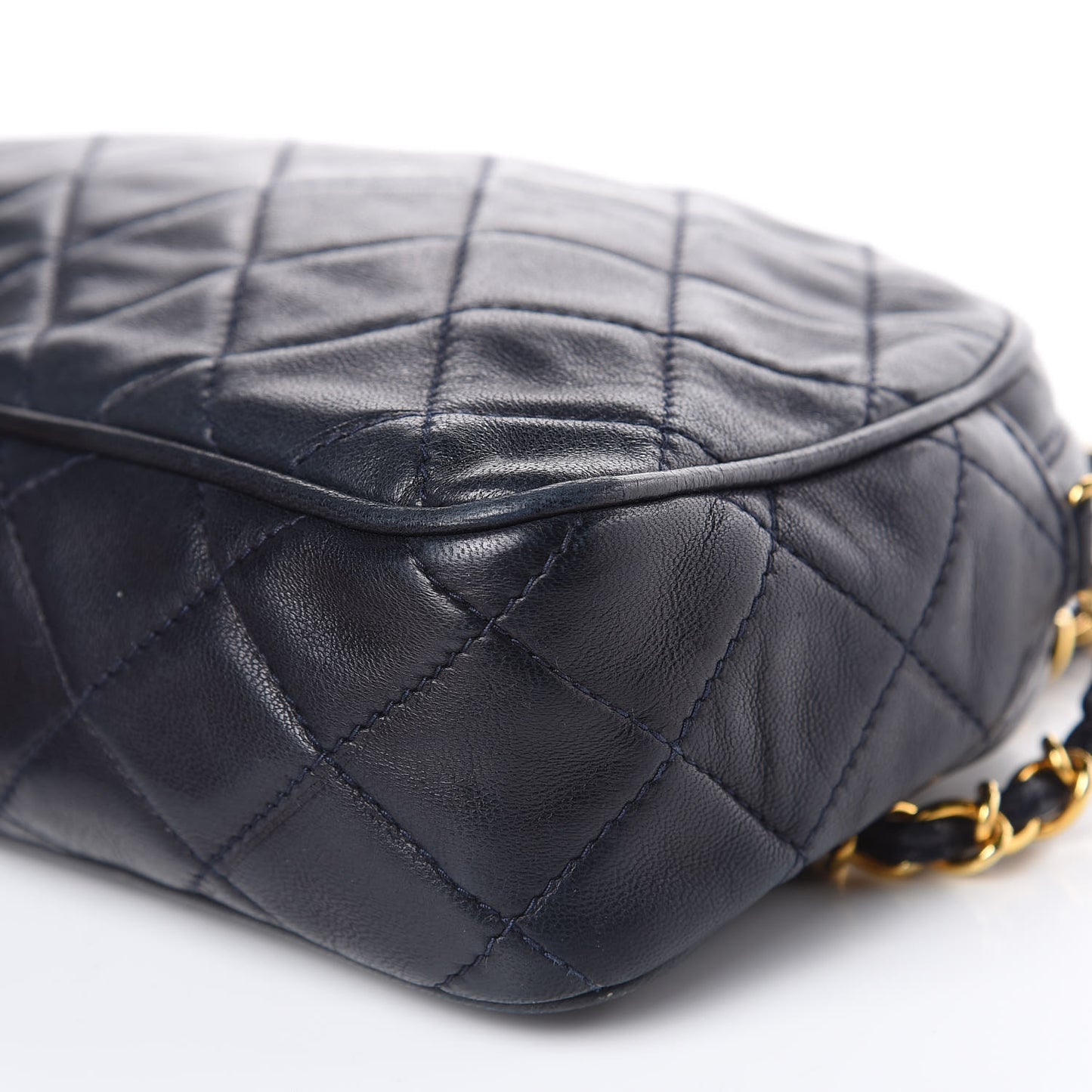 Lambskin Quilted Tassel Camera Case Navy