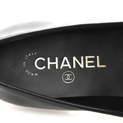 Chanel Enamel Pearl Crystal Lambskin Womens CC Mocassin Loafers 38 Black 8 of 10