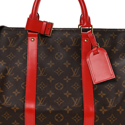 Louis Vuitton Calfskin Monogram Keepall Bandouliere 50 Coquelicot 6 of 8