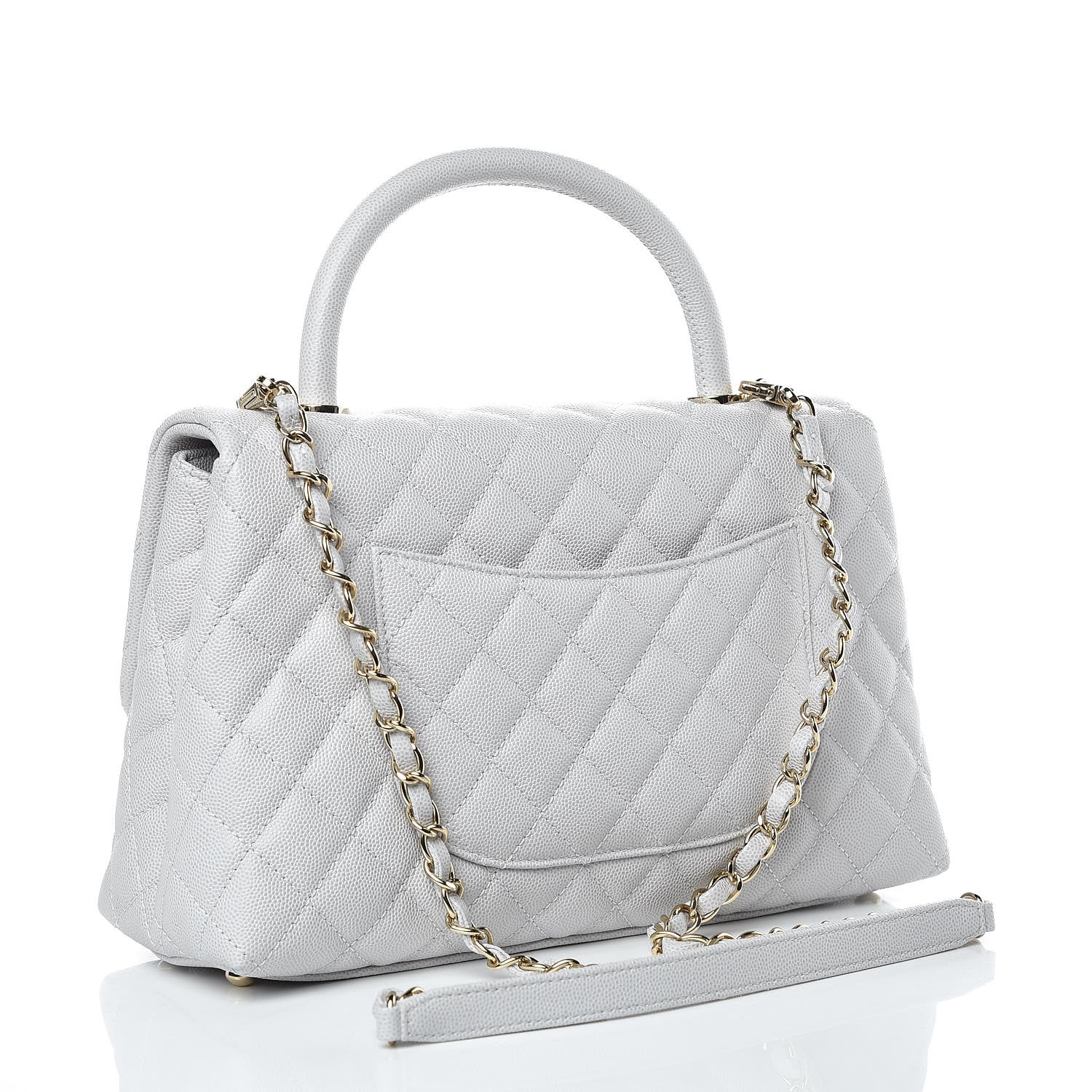 Chanel Caviar Quilted Small Coco Handle Flap Light Grey 3 of 9