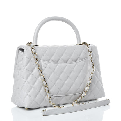 Chanel Caviar Quilted Small Coco Handle Flap Light Grey 3 of 9