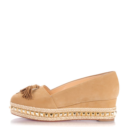 Christian Louboutin CHRISTIAN LOUBOUTIN Suede Carmel CA 70 Wedge Espadrilles 39 Noisette 1 of 9