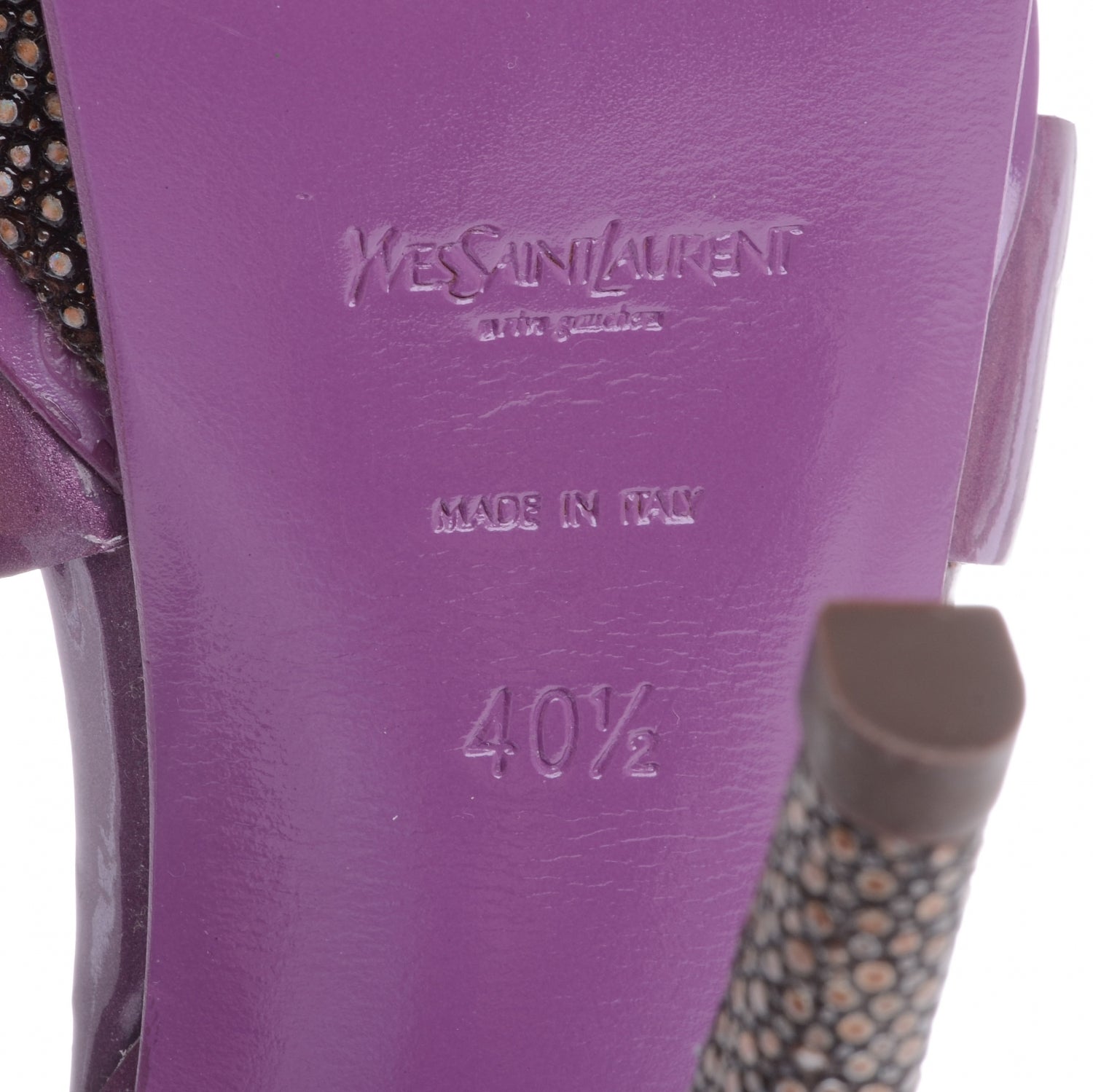 Saint Laurent Patent Tribute 105 Platform Sandals 40.5 Purple 6 of 7