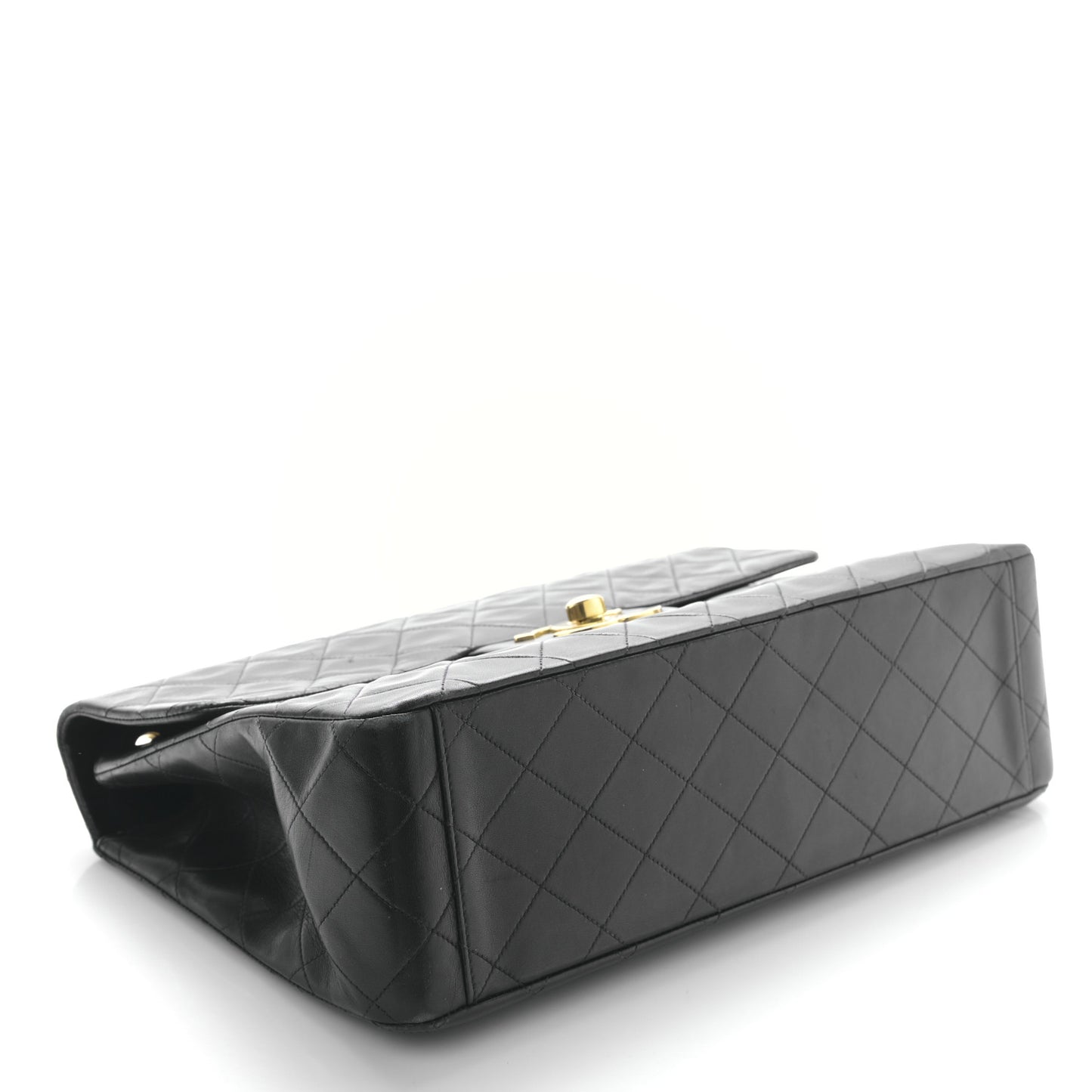 Lambskin Quilted XL Jumbo Single Flap Black