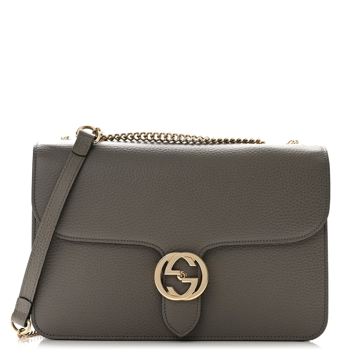 Dollar Calfskin Interlocking G Shoulder Bag Loess
