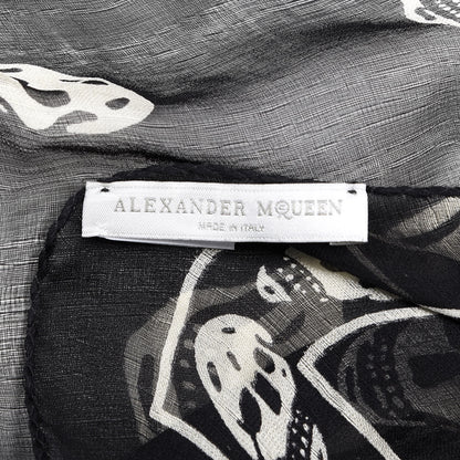Alexander McQueen Silk Chiffon Skull Scarf Black Ivory 3 of 3