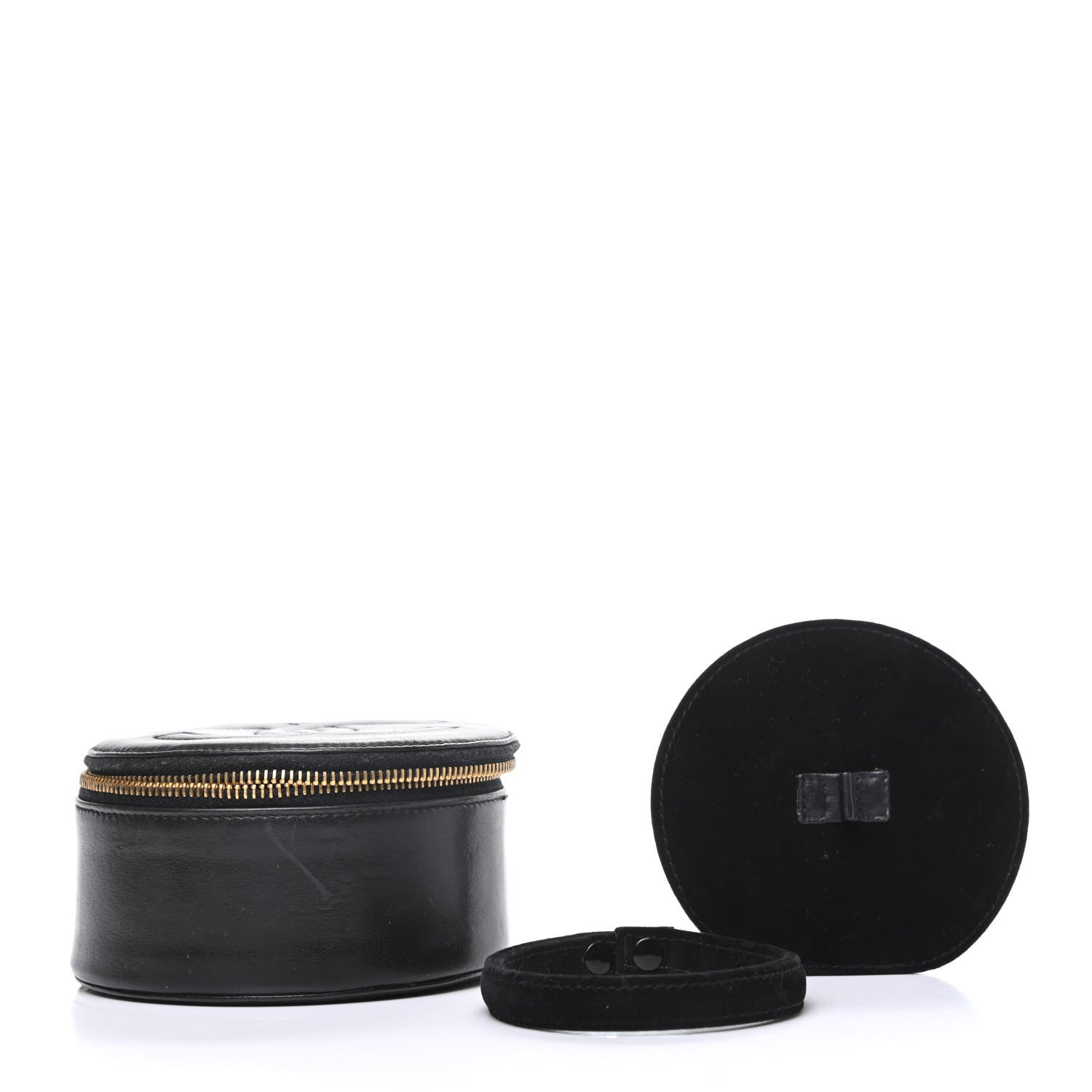 Chanel Lambskin Round Jewelry Travel Case Black 7 of 7
