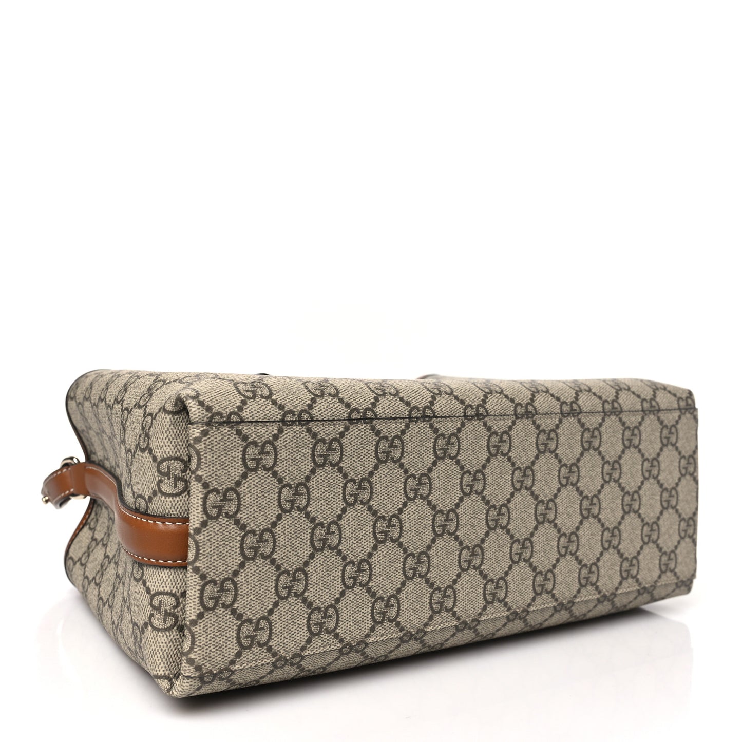GG Supreme Monogram Emblem Medium Tote Bag Beige Dark Brown