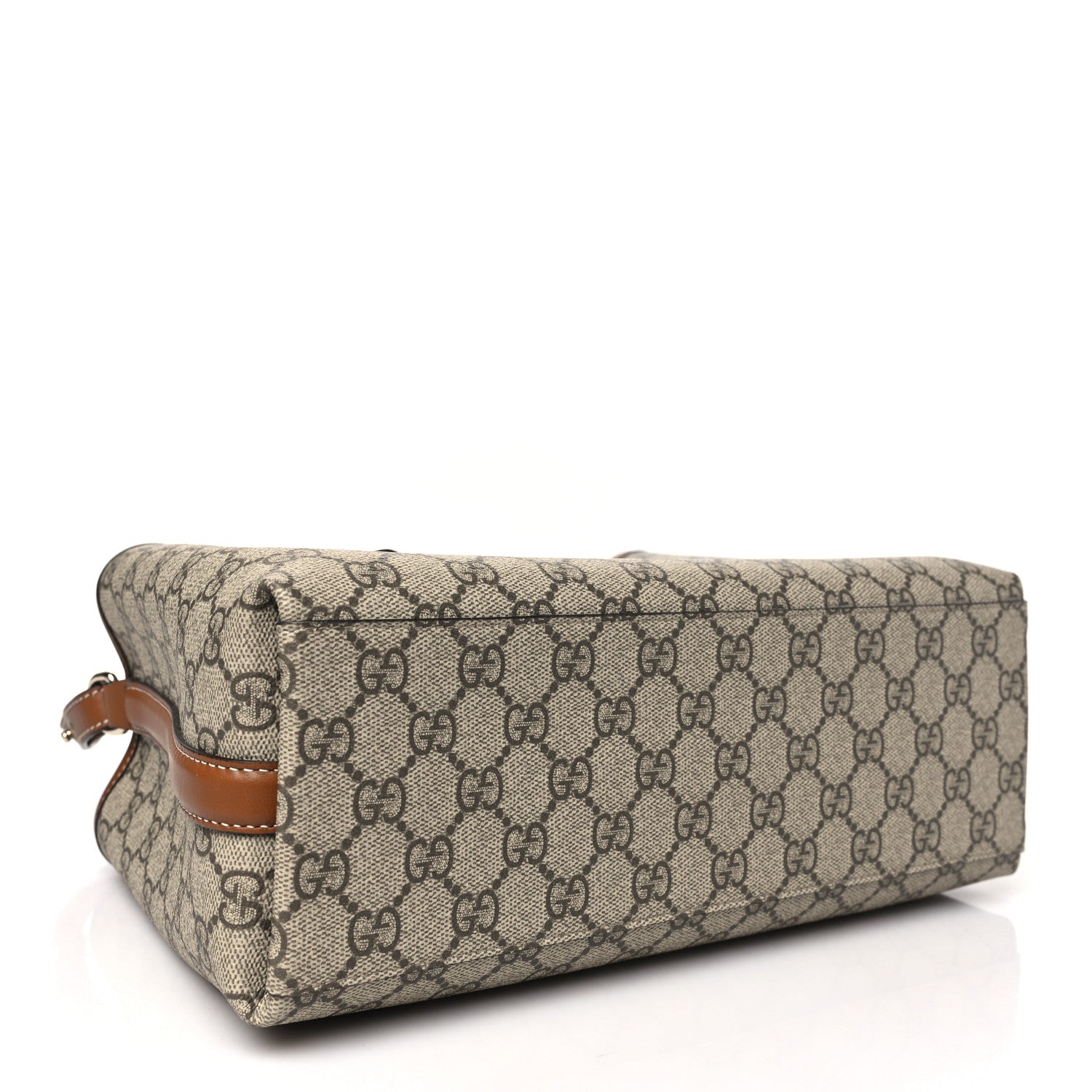 Gucci GG Supreme Monogram Emblem Medium Tote Bag Beige Dark Brown 4 of 10