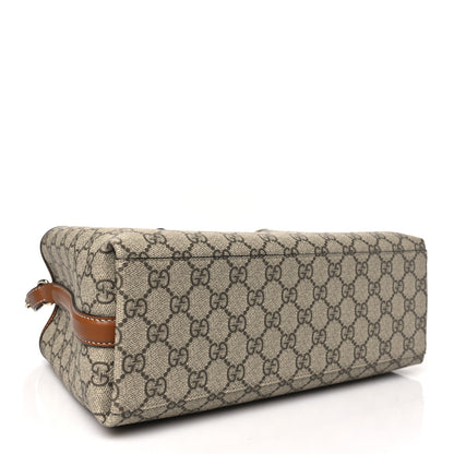 Gucci GG Supreme Monogram Emblem Medium Tote Bag Beige Dark Brown 4 of 10