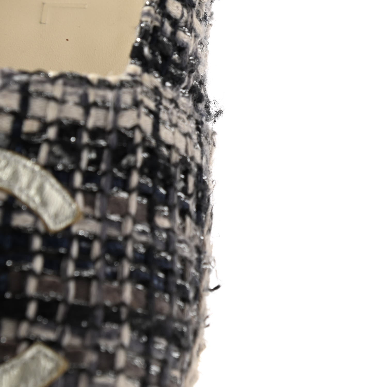 Chanel Metallic Tweed Lambskin CC Espadrilles 38 Blue Black Silver 13 of 14