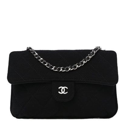 Chanel Jersey Fabric Quilted Foldable Tote With Chain Black Multicolor 1 of 14