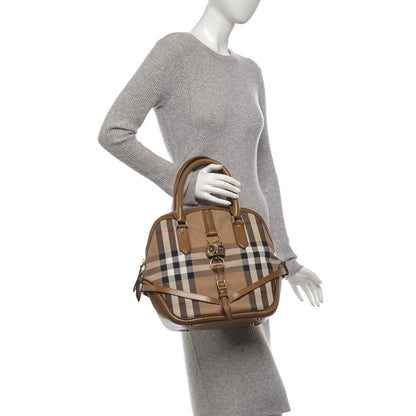 Burberry Bridle Calfskin House Check Owl Medium Orchard Bowling Bag Brown Ochre 2 of 9