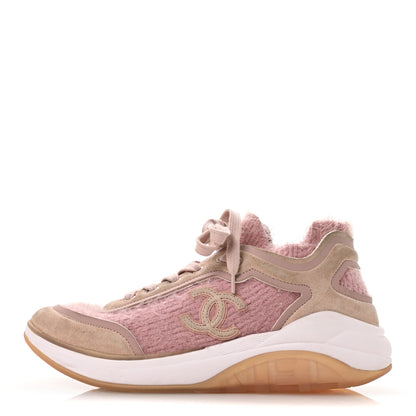 Chanel Suede Calfskin Stretch Fabric CC Sneakers 38.5 Pink 1 of 8