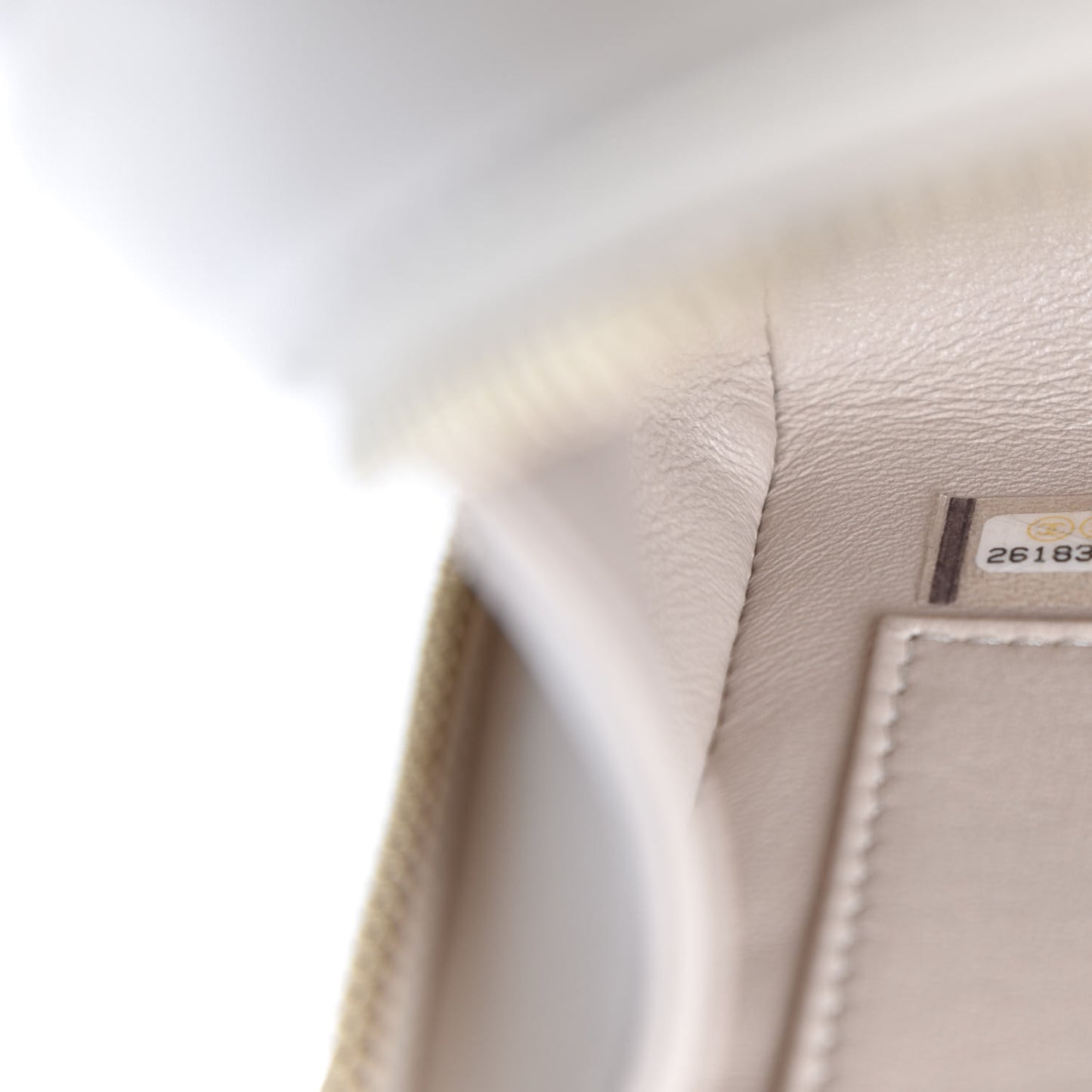 Calfskin Chevron Quilted Large Medal Flap Light Beige