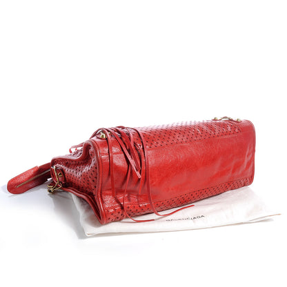 Balenciaga Agneau Cross Perforated City Ruby Red 6 of 38