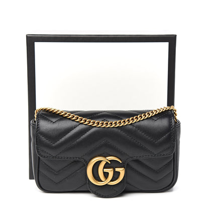 Gucci Calfskin Matelasse Super Mini GG Marmont Shoulder Bag Black 11 of 11