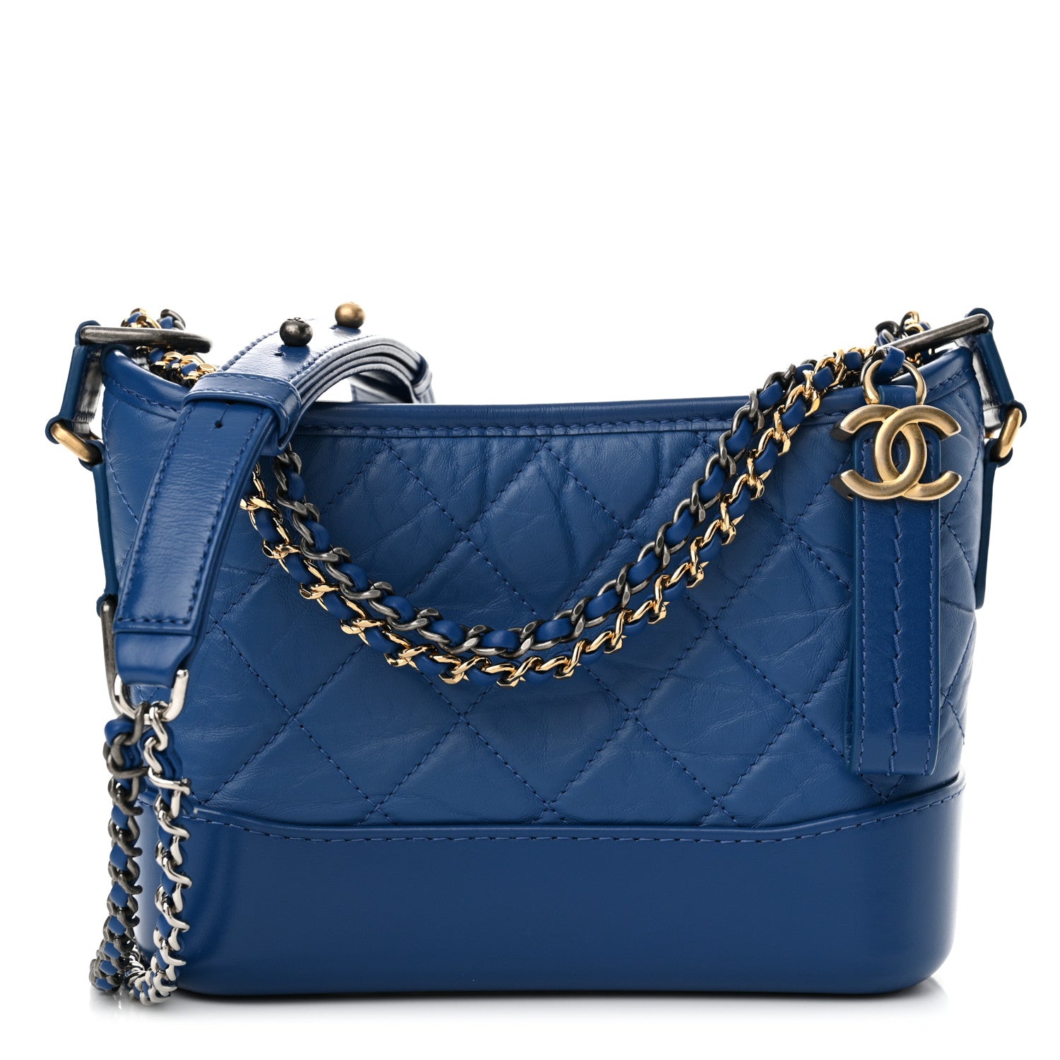Chanel Aged Calfskin Quilted Small Gabrielle Hobo Blue 1 of 12