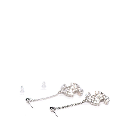 Chanel Baguette Crystal CC Drop Earrings Silver 3 of 4
