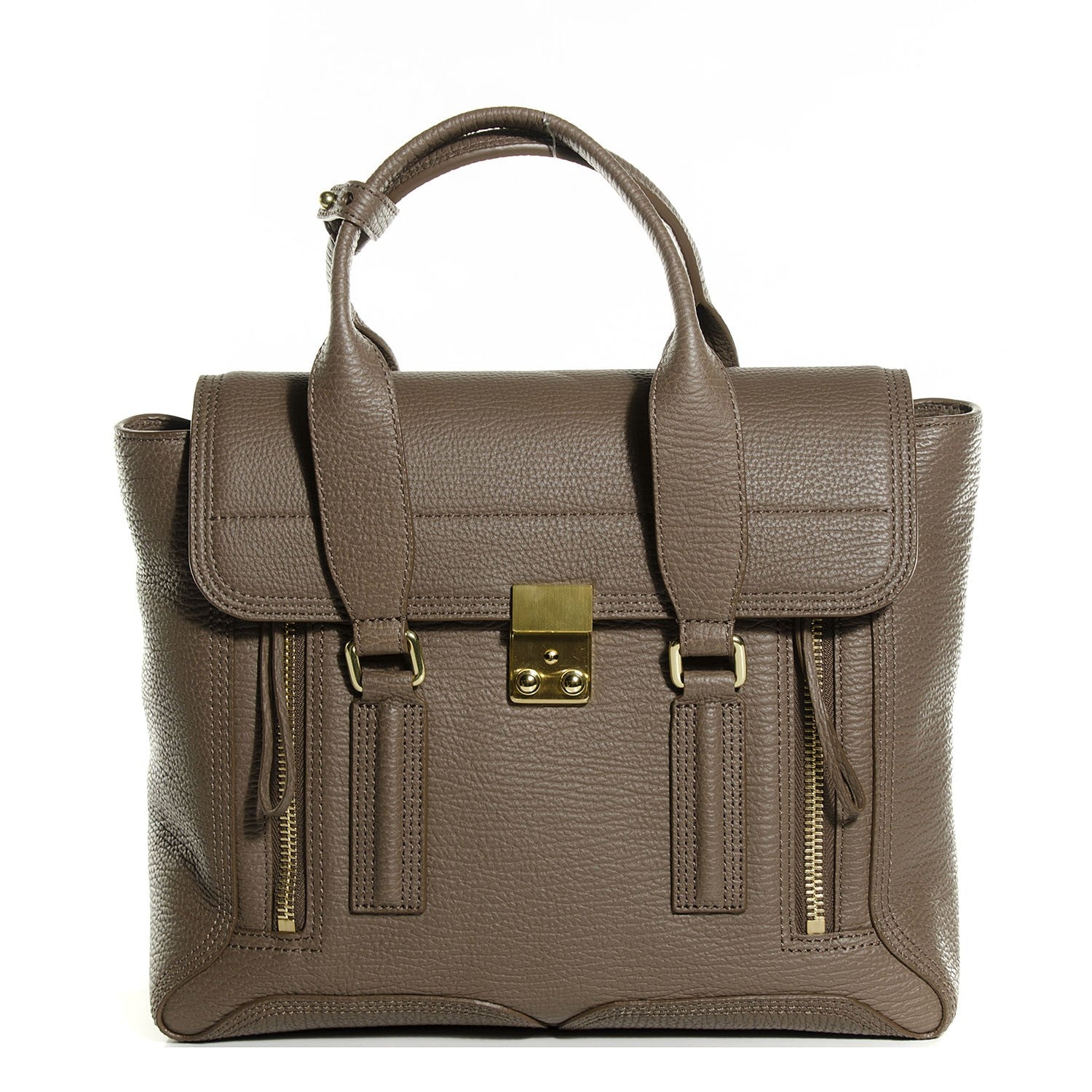 3.1 Phillip Lim 3.1 Textured Calfskin Medium Pashli Satchel Taupe 1 of 13