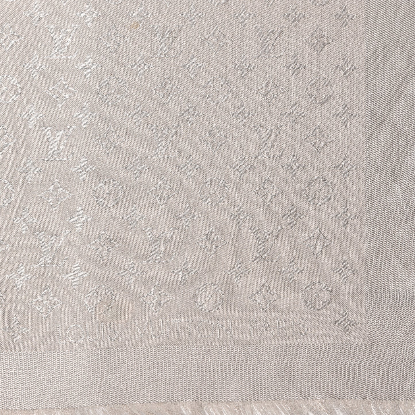 Silk Wool Monogram Shine Shawl Beige
