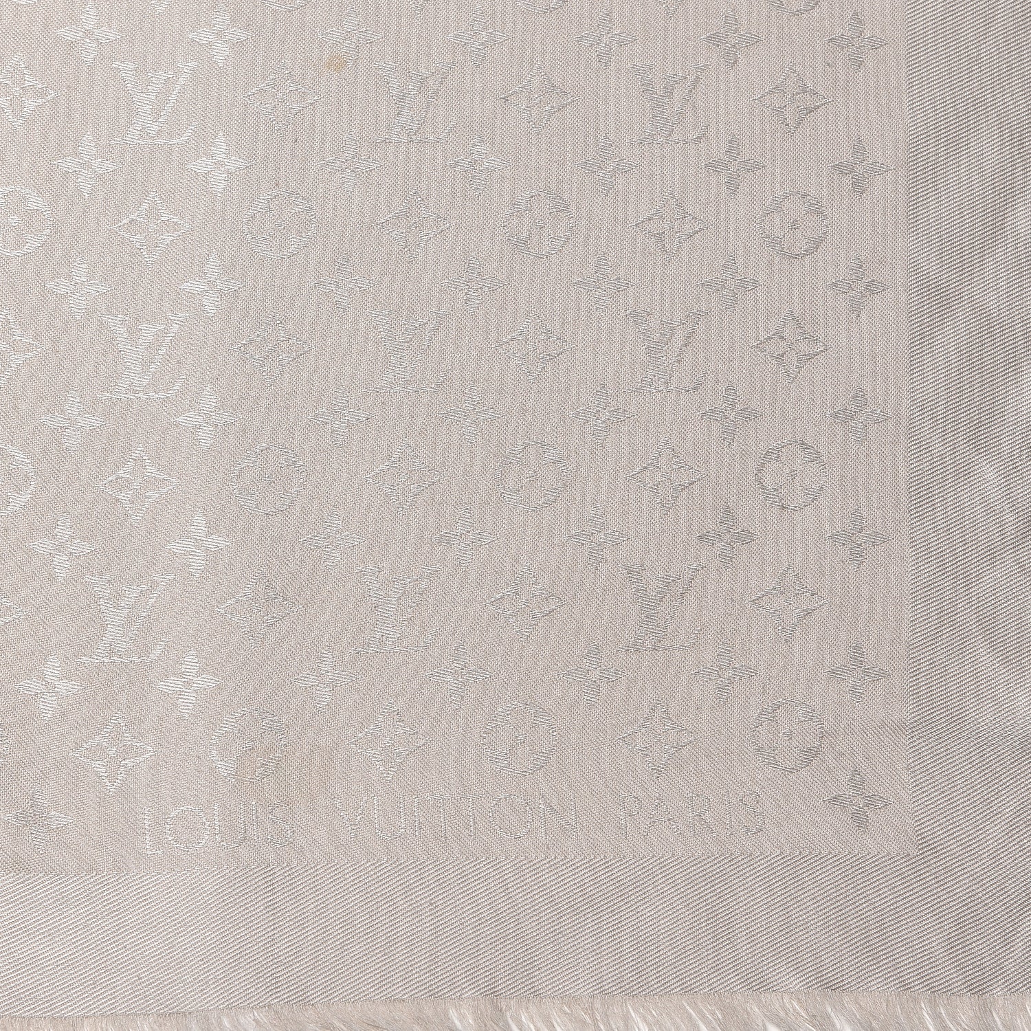 Louis Vuitton Silk Wool Monogram Shine Shawl Beige 3 of 4