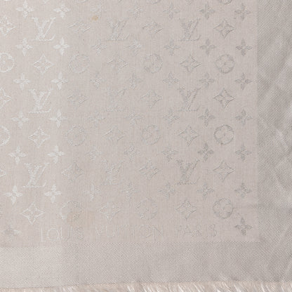 Louis Vuitton Silk Wool Monogram Shine Shawl Beige 3 of 4