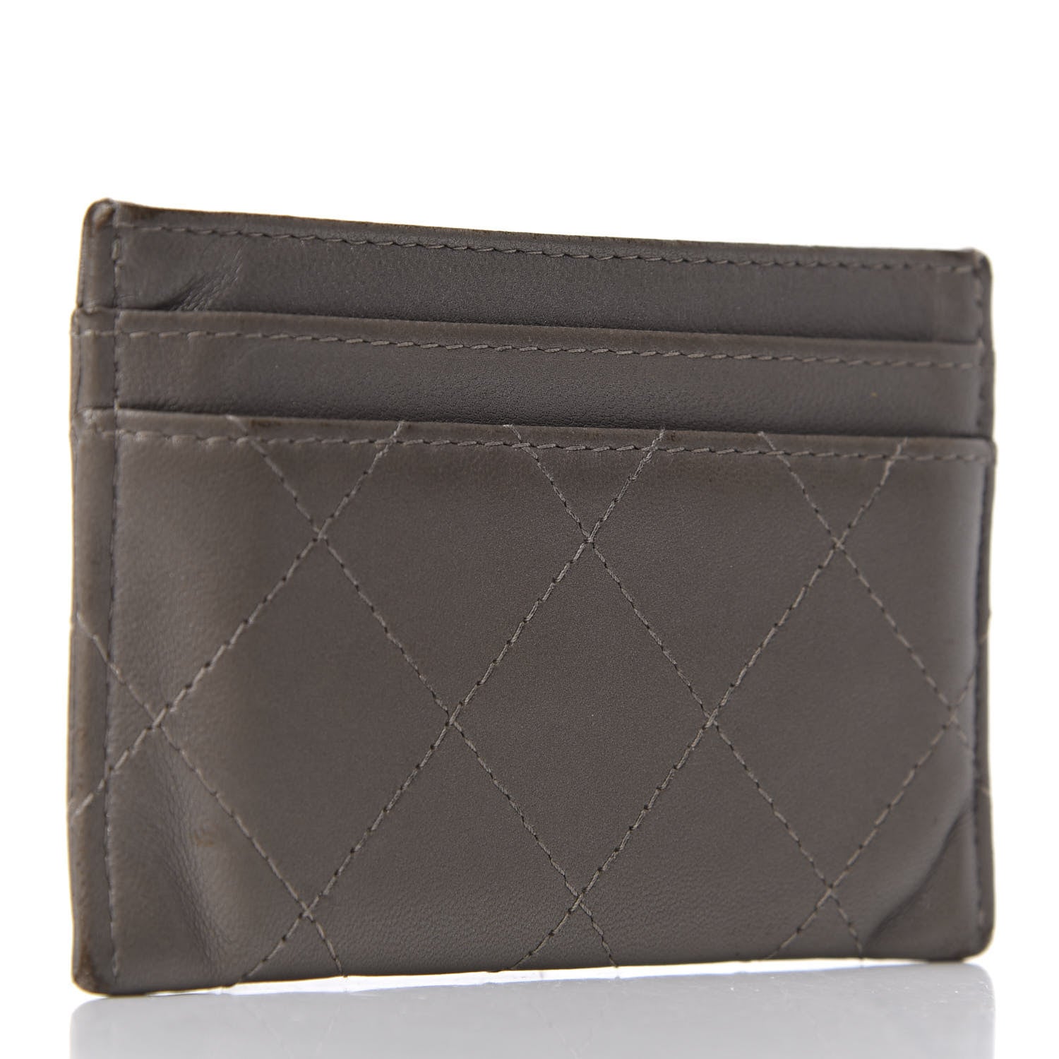 Chanel Lambskin Quilted CC Card Holder Dark Grey 3 of 13