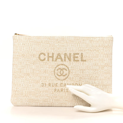Chanel Canvas Medium Deauville Cosmetic Pouch Light Beige 2 of 8