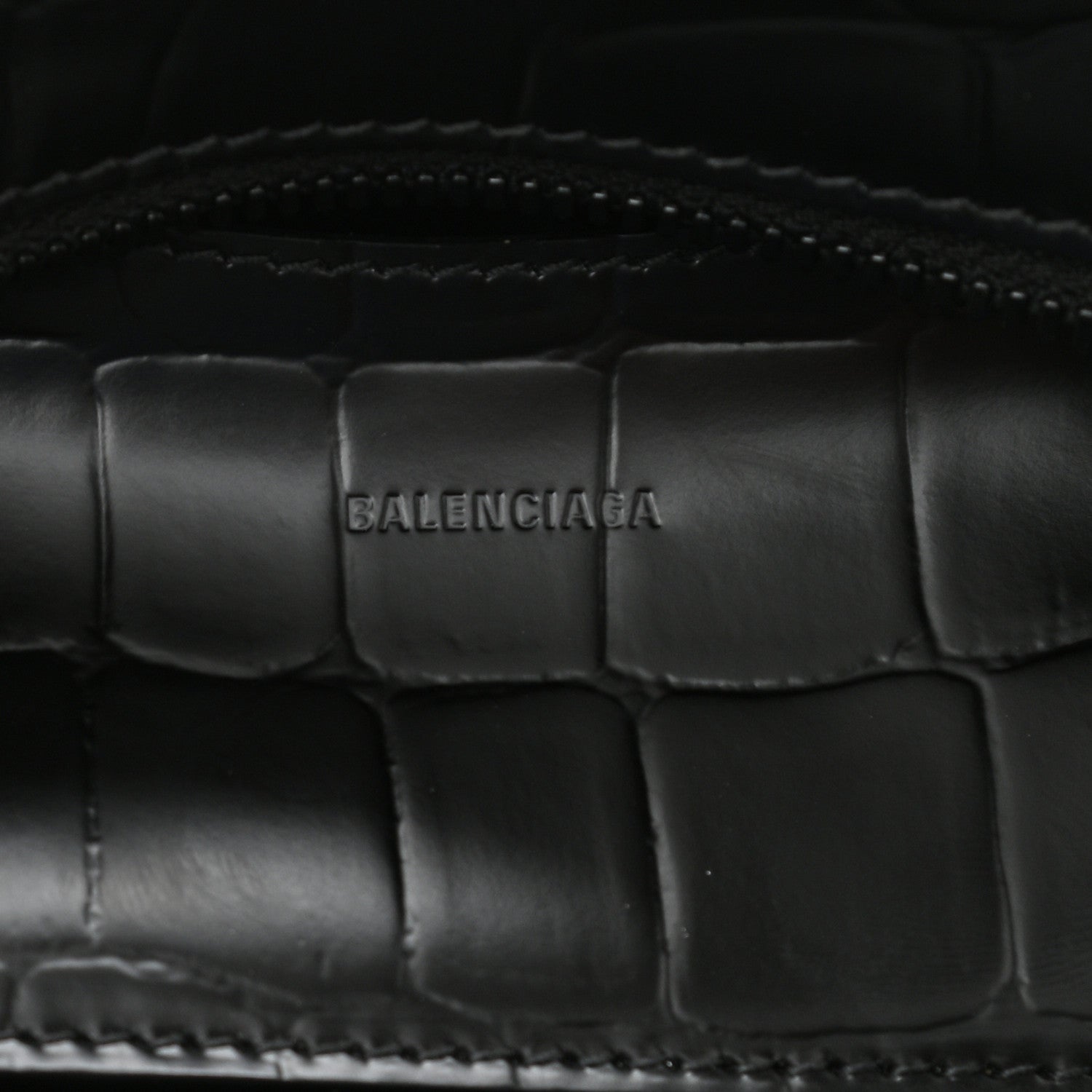 Balenciaga Semi Shiny Calfskin Crocodile Embossed Neo Classic Black Hardware Mini City Black 6 of 10